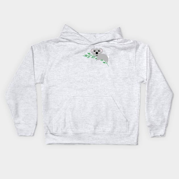 Grey Koala Green Leaves Kids Hoodie by FamilyCurios